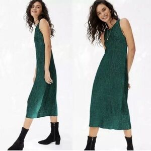 Anthropologie Maeve Velvet Green Midi Dress